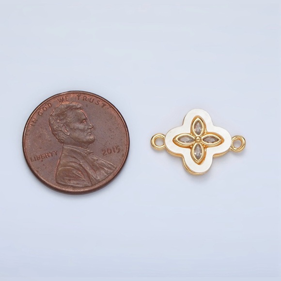 Gold Filled CZ Four Leaf Clover Shell Pearl Minimalist Choker Necklace - Picture 7 of 7